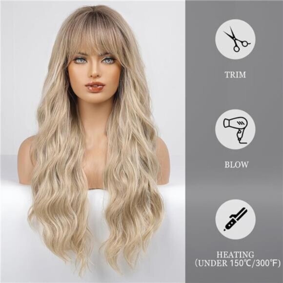 Wig with Bangs for Women, Ombre Blonde - Picture 4 of 6